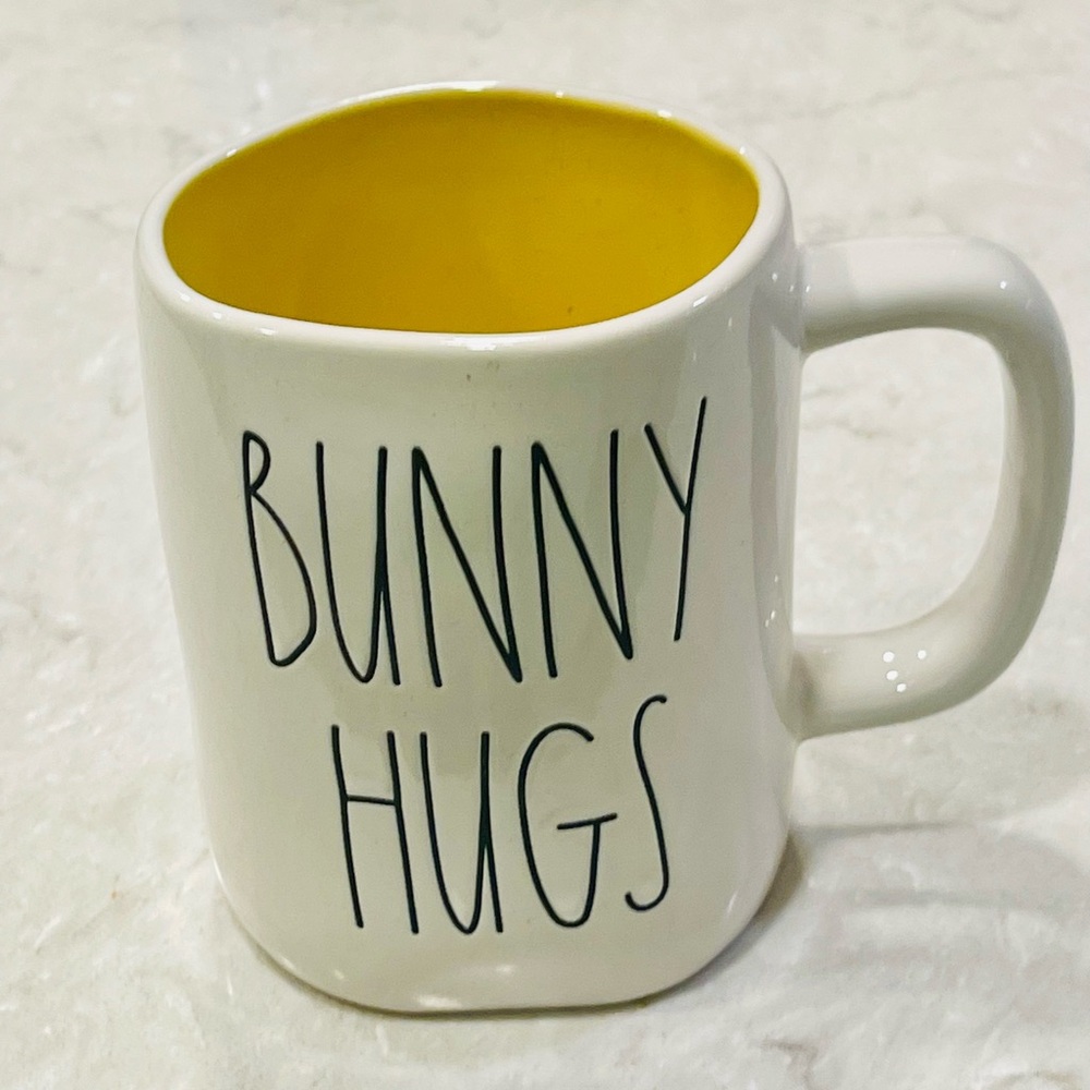 NEW Rae Dunn “Bunny Hugs” coffee mug, Yellow interior Nice Easter Basket Gift!